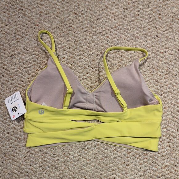 Lululemon Still Now Sports Bra Womens 8 Yellow Active Workout Athletic - Picture 2 of 5